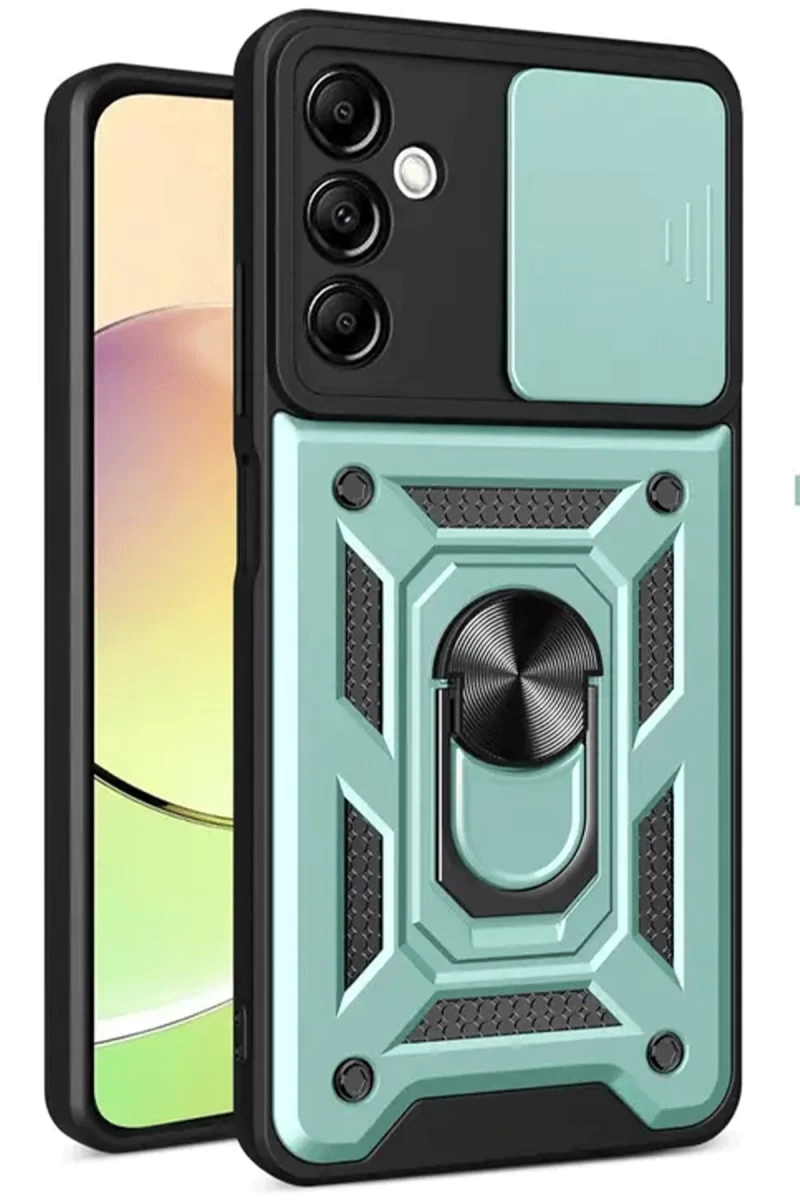 Samsung Galaxy S24 FE Uyumlu Pars Lens Yüzüklü Silikon - Yeşil
