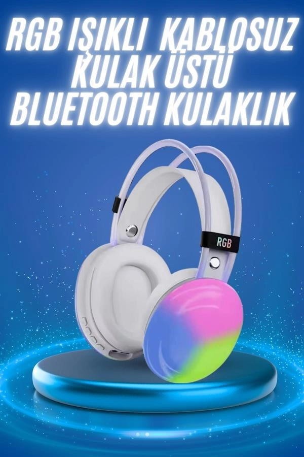 Yüksek Ses Kaliteli Kablosuz Kulaklık 40mm RGB Işıklı Oyun Kulaklığı