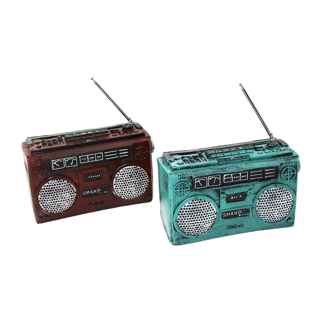 Dekoratif Vintage Radyo Kumbara 17x17x5.5cm Renkli
