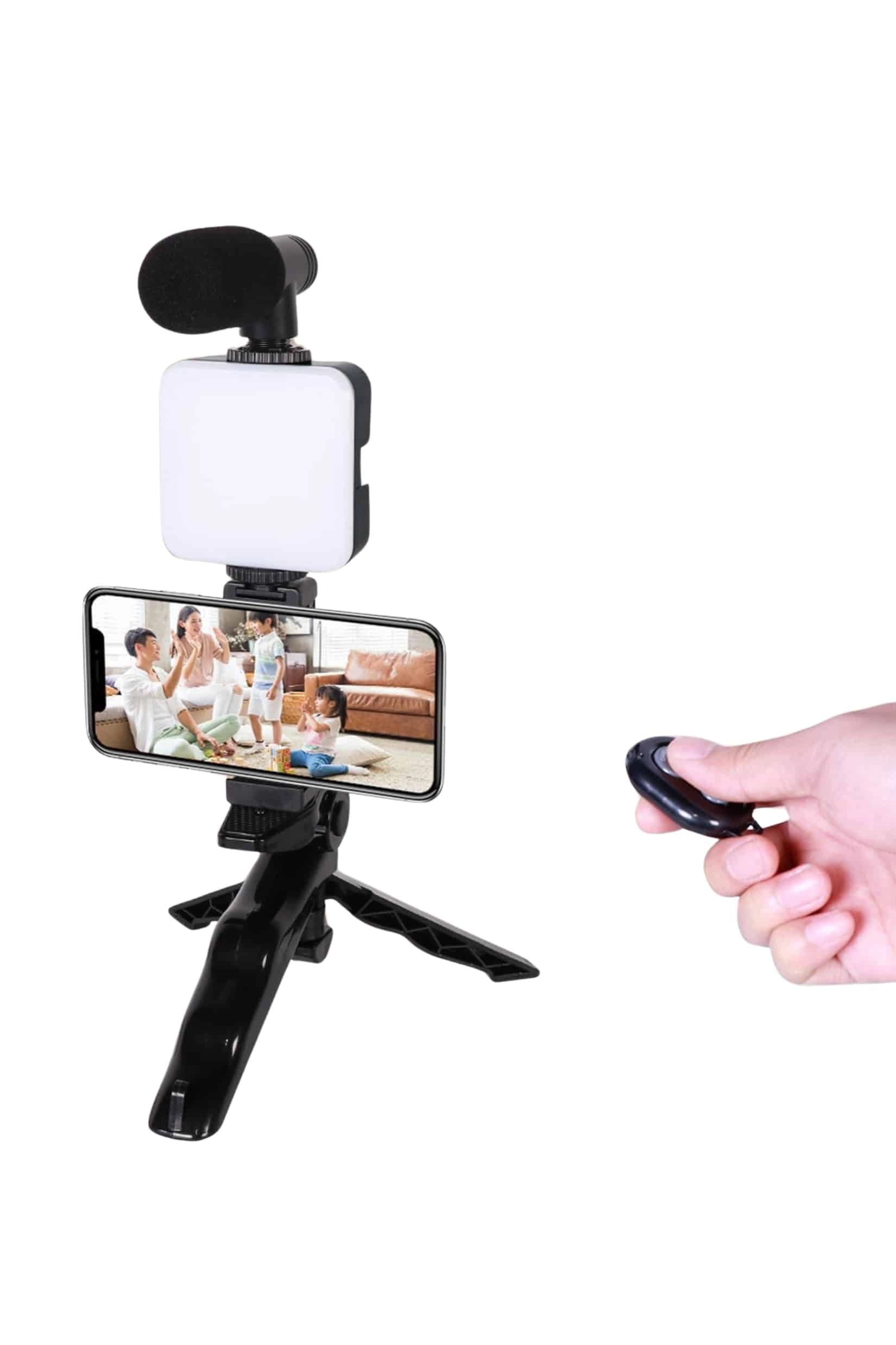 Kumandalı Telefon Tutucu 1 Adet LED Işıklı Vlog Seti