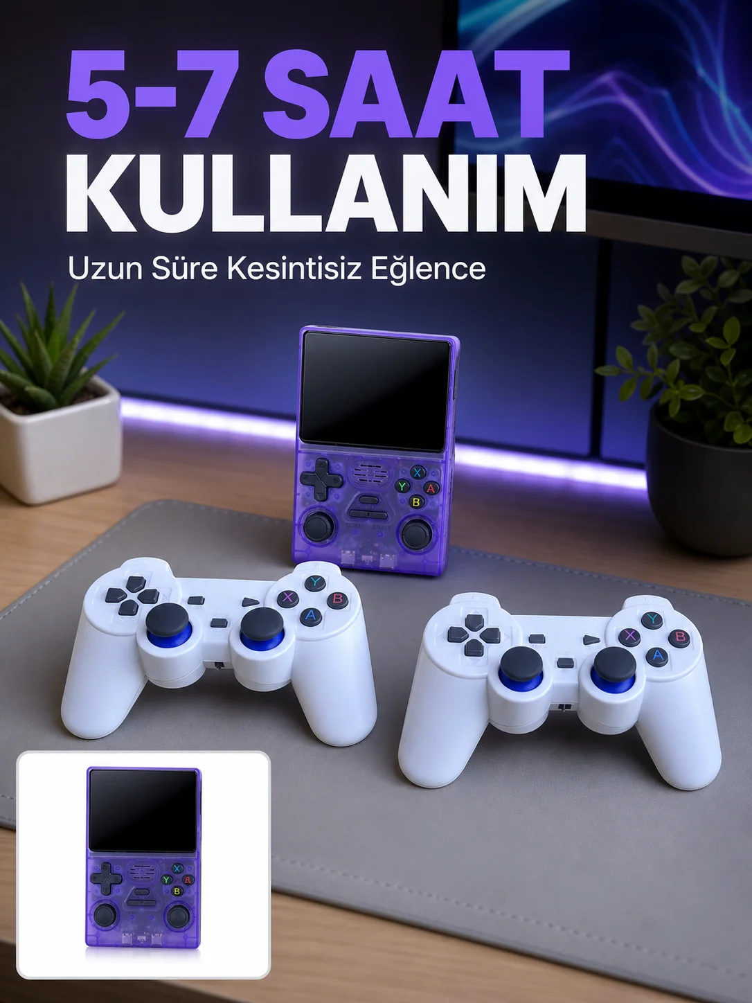 3.5 İnç IPS Ekranlı Çift Kablosuz Kollu Taşınabilir Retro Oyun Konsolu