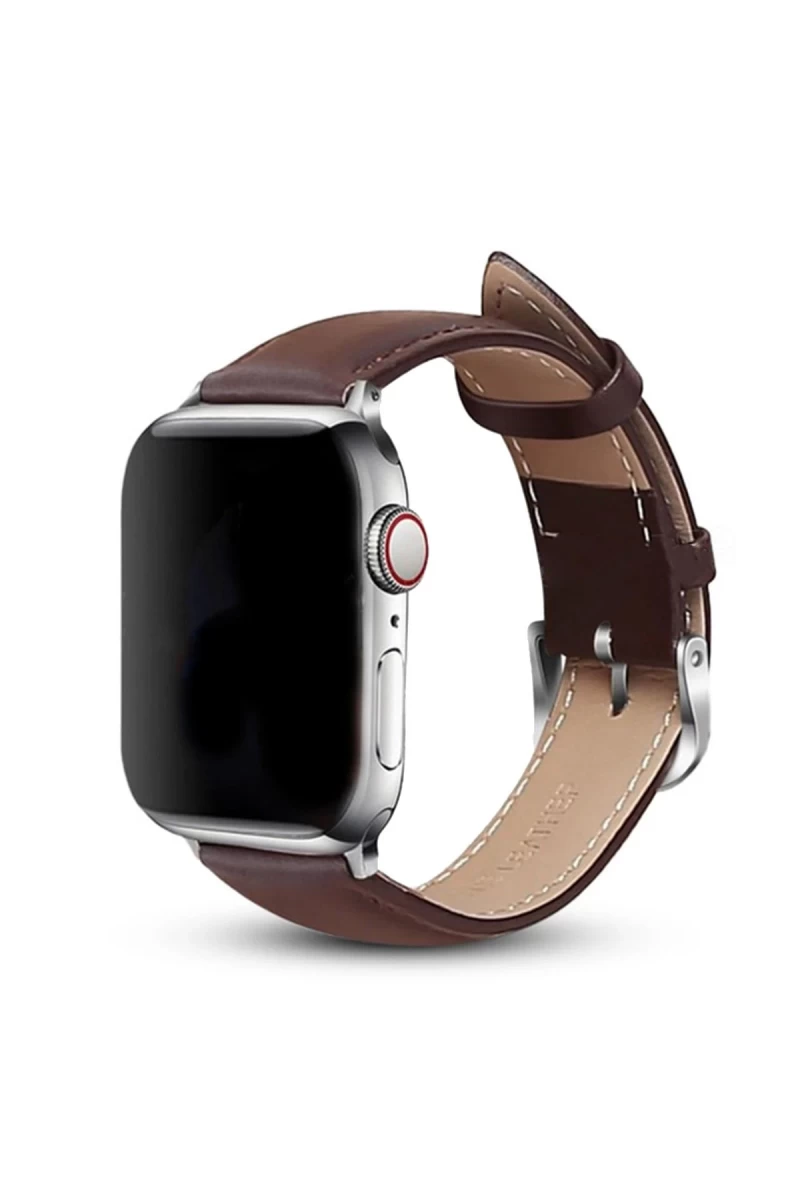 Apple Watch 42mm Uyumlu NL26 Deri Kordon - Kahverengi