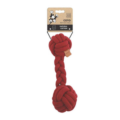 Red Duo Ball Örgü Köpek Oyuncağı 28 Cm