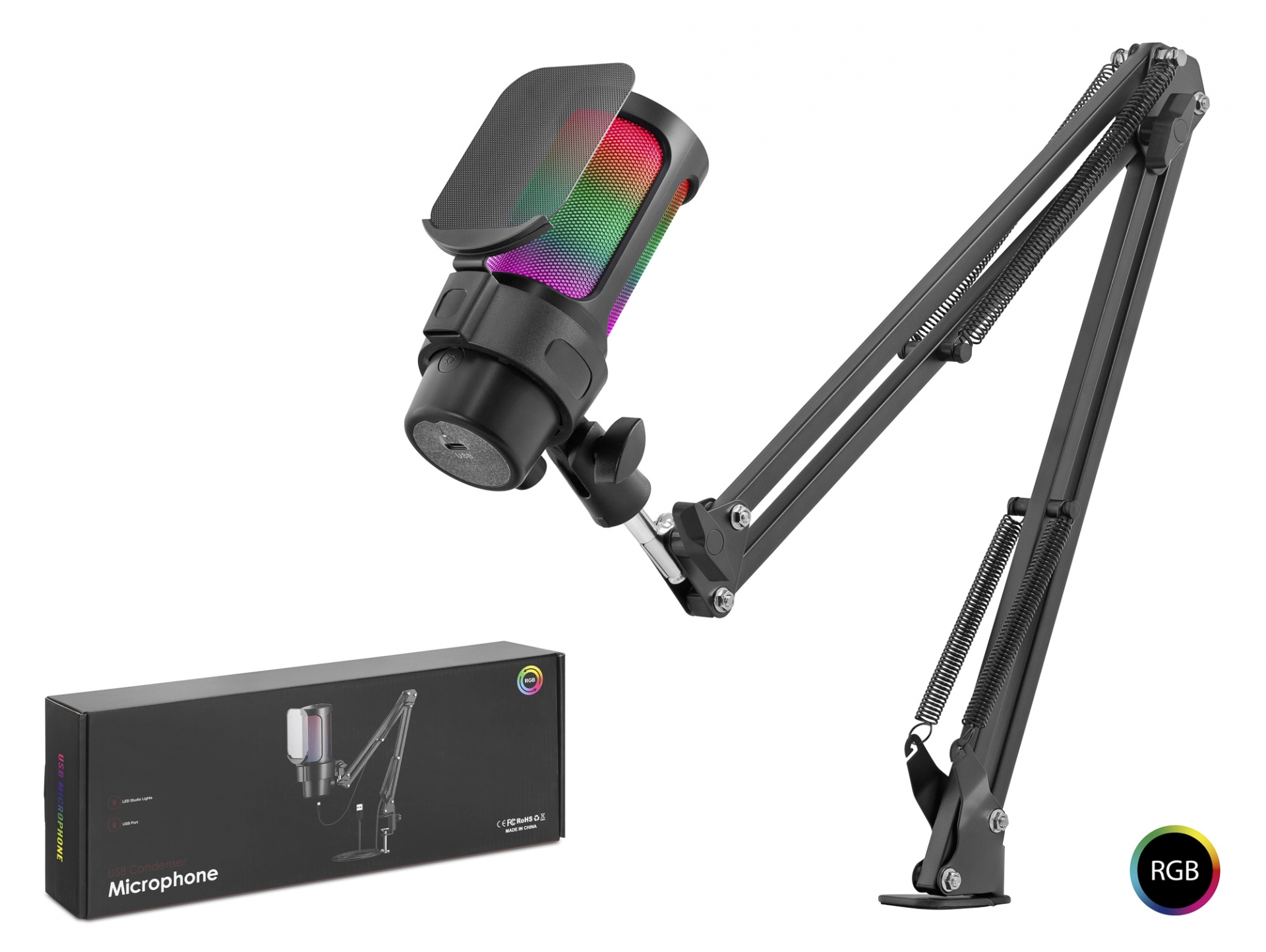 Mikrofon Seti Type-C 192kHz 24Bit Boom Kolu (RGB Model)