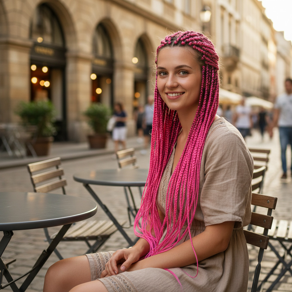 Afrika Örgüsü Ve Rasta İçin Sentetik Saç - Açık Fuşya
