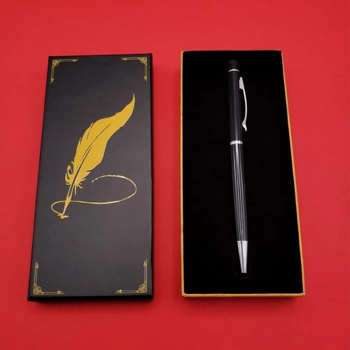Zarif Siyah Touchpen Kalem 17 cm Kutu ile Hediye