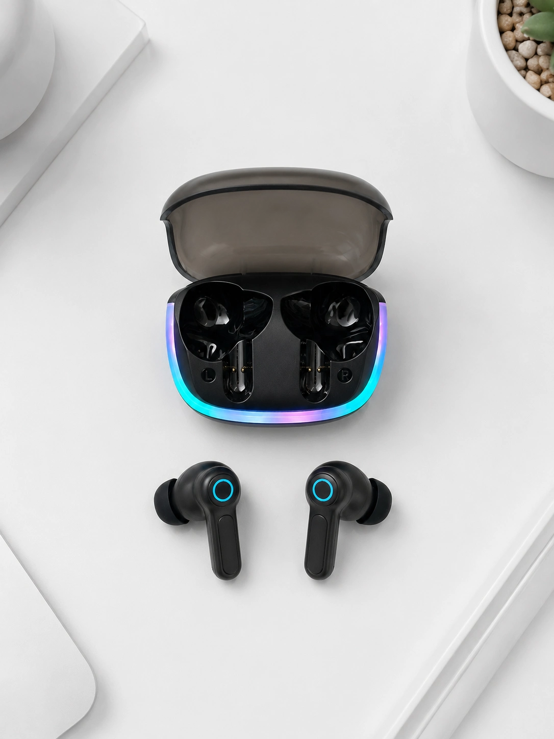 Kablosuz Kulaklık Bluetooth 5.4 RGB Şarj Kutulu Quad ENC