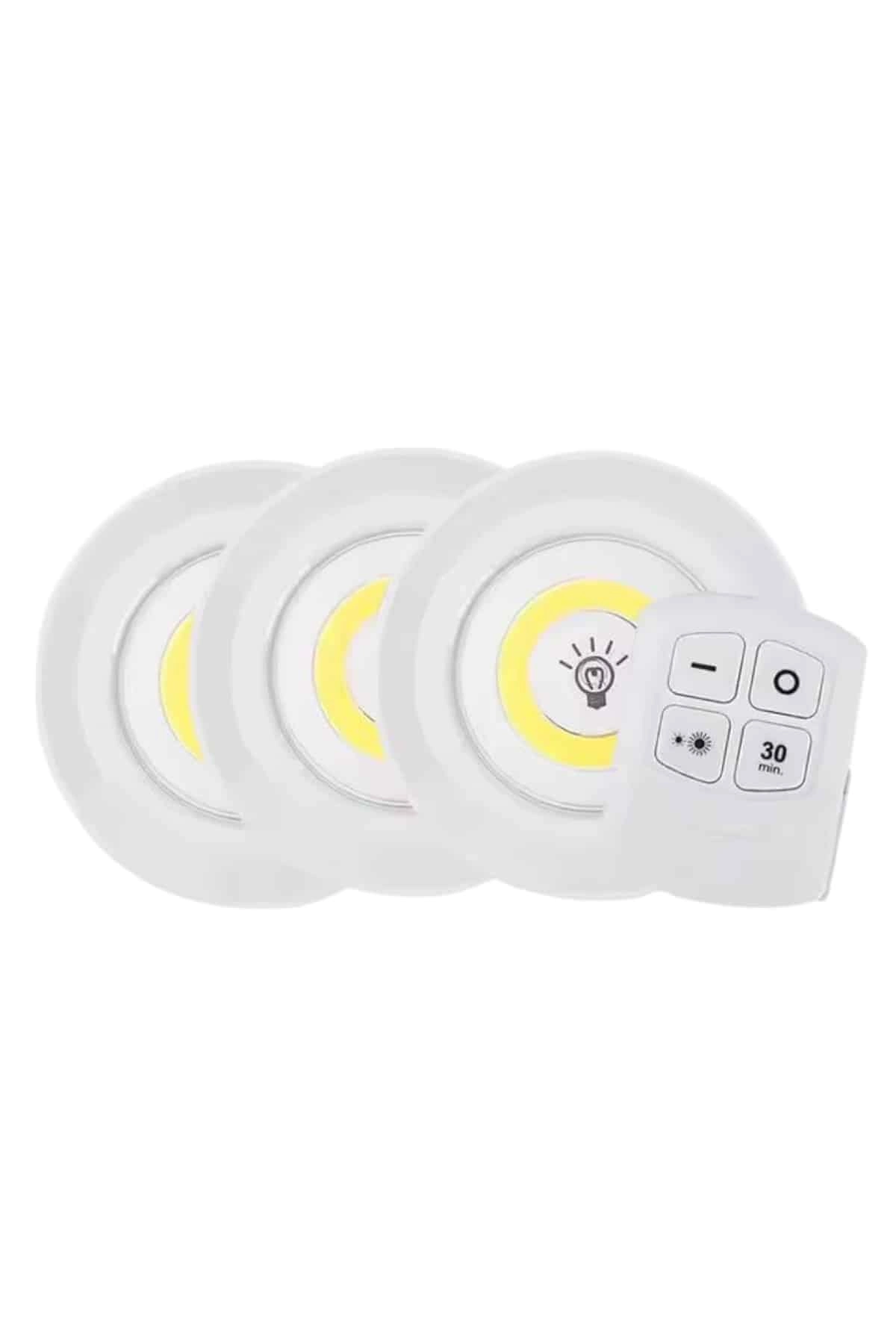 Beyaz Led Lamba Seti 3'lü Uzaktan Kumandalı Pilli