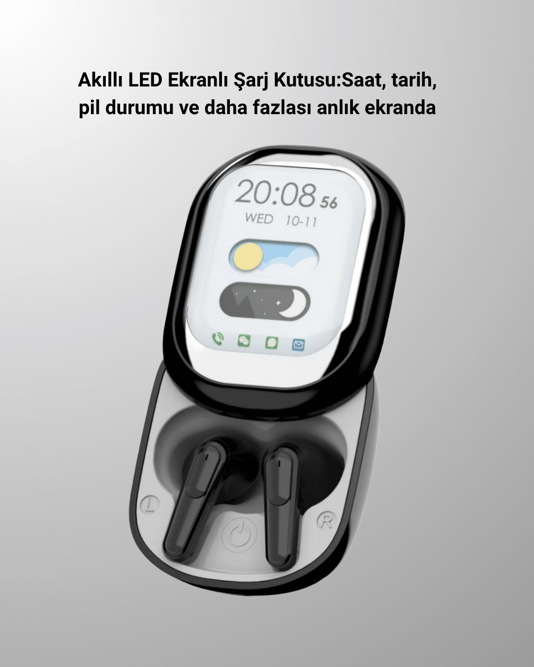 Akıllı LED Ekranlı Kablosuz Kulaklık Seti Uzun Pil Ömrü