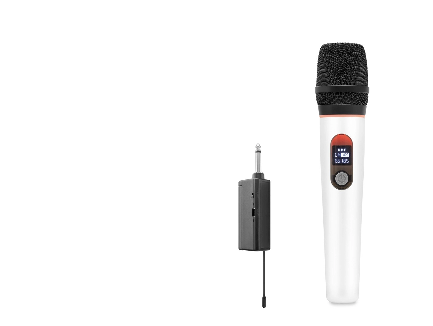 Mikrofon 6.35 mm UHF Beyaz Renkli (Kablosuz Model)