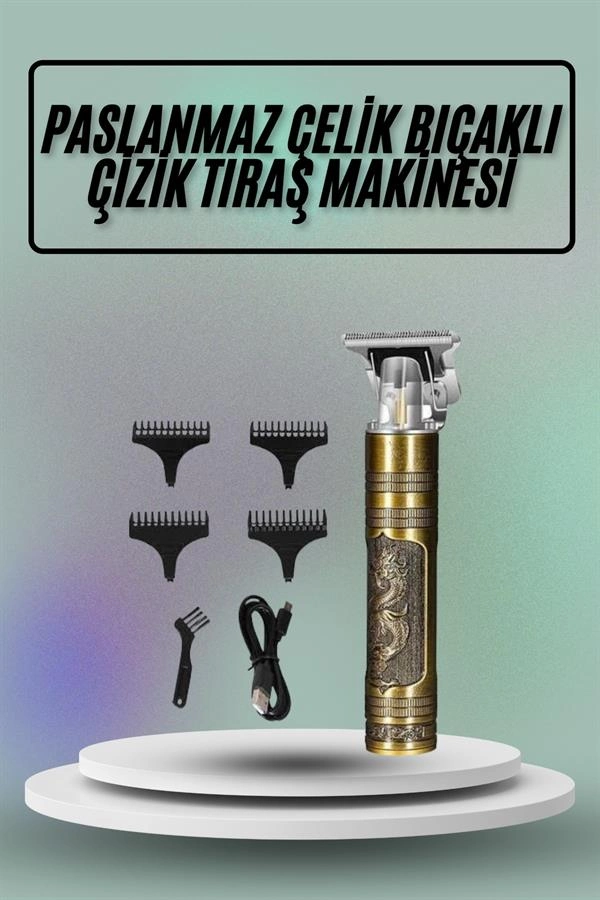 Şarjlı Tıraş Makinesi 15 cm Uzunluk 4 Farklı Tarak Seti