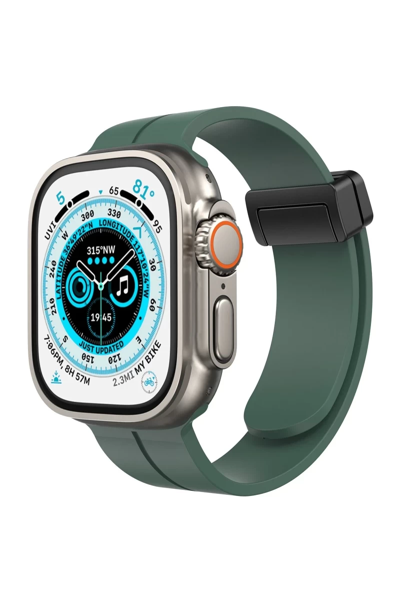 Apple Watch 42mm Uyumlu KR412 Elegance Stylısh Kordon - Koyu Yeşil