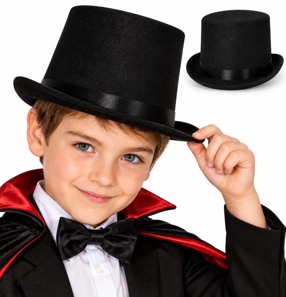 Siyah Fötr Şapka Çocuk Boy 1 Adet Eğlenceli Kostüm Aksesuarı