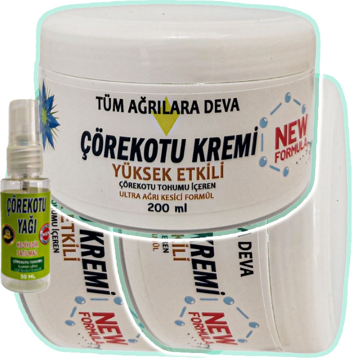 Çörek Otu Kremi 3 Adet 200 ml Beyaz Kavanoz + 30 ml Çörek Otu Yağı