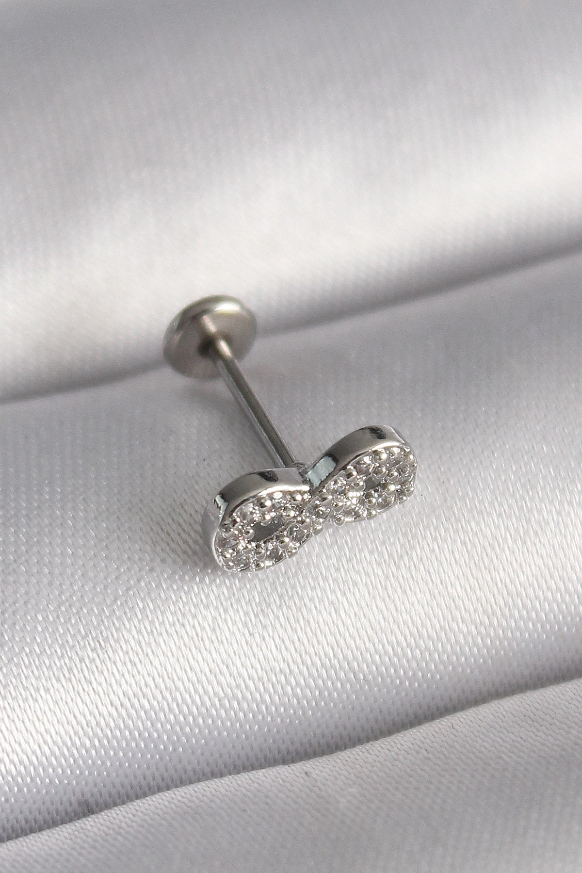 Zirkon Taşlı Sonsuzluk Piercing 6mm Çelik