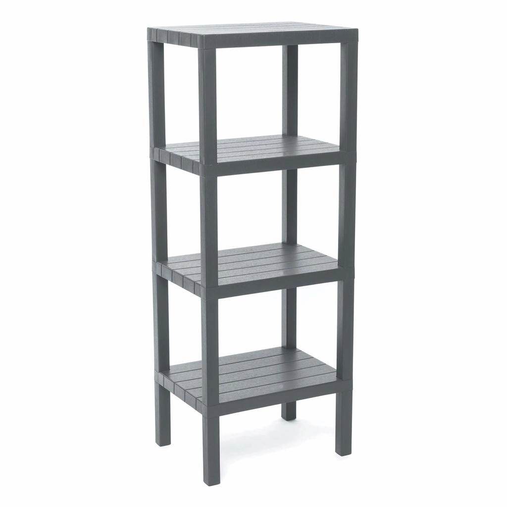 Modüler Ünite 4 Raflı Gri Plastik 38x29x100 cm