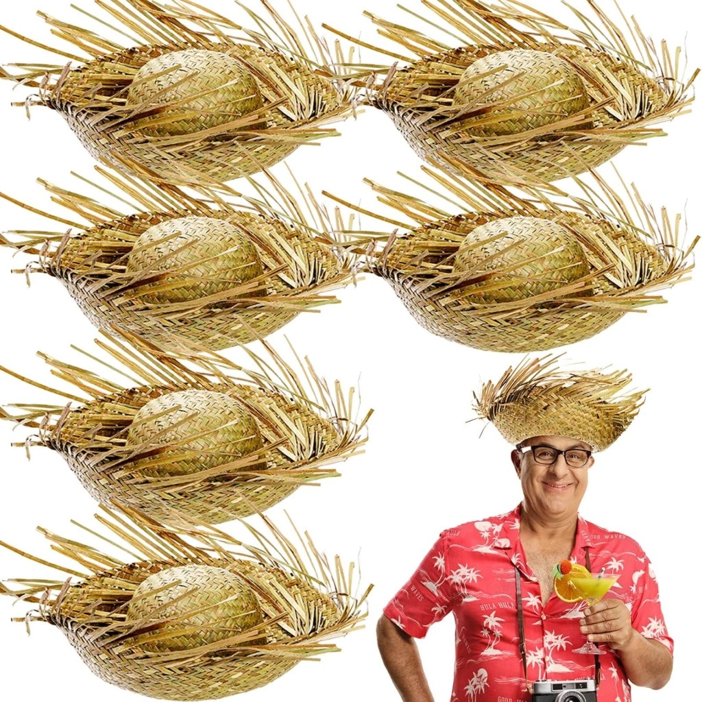 Hawaii Tarzı Doğal Hasır Şapka 13x36 cm Parti