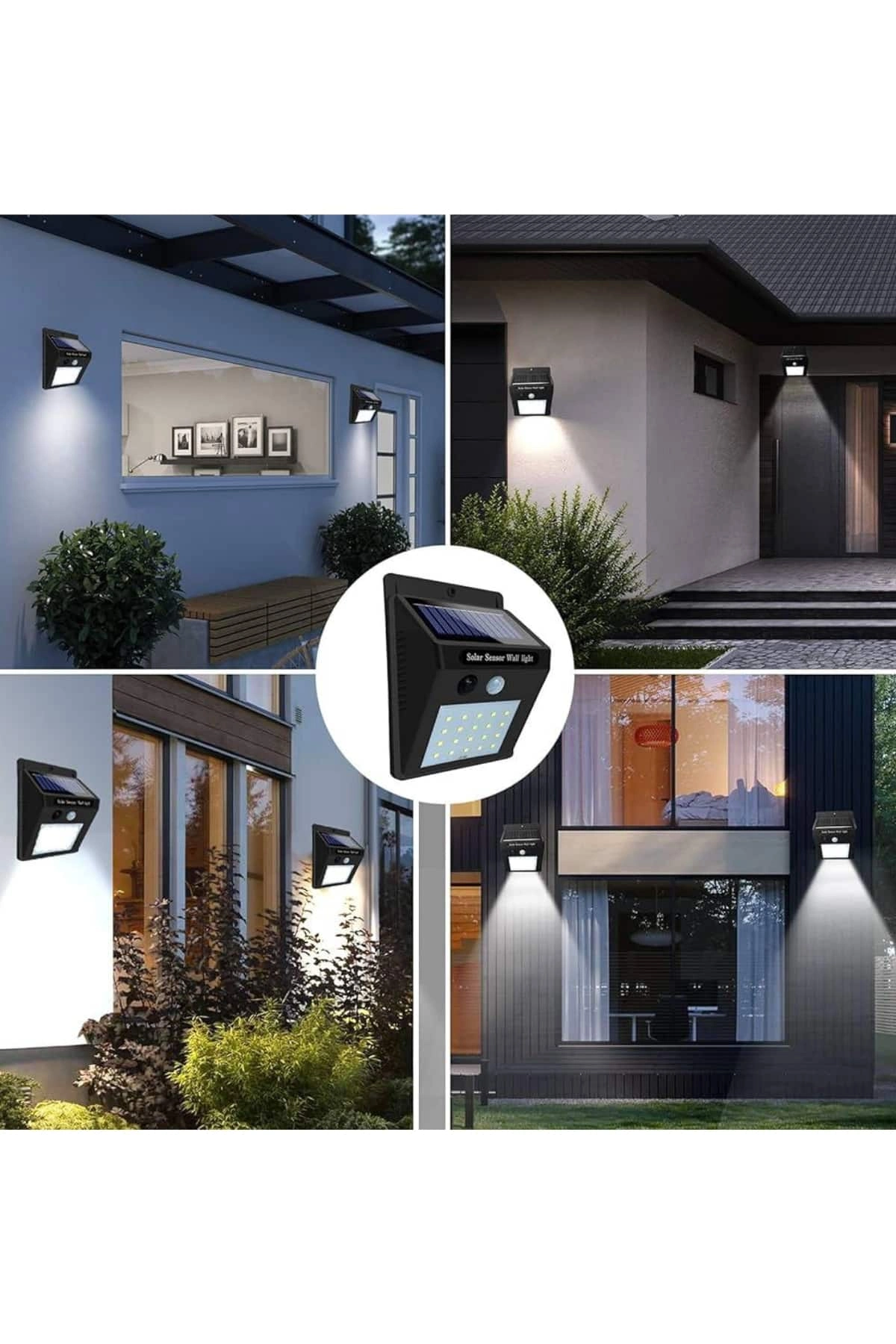 Beyaz Işık Güneş Enerjili Duvar Lambası 40 LED Suya Dayanıklı