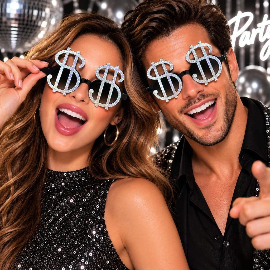 Parti Gözlüğü Dolar İşareti Gümüş 1 Adet