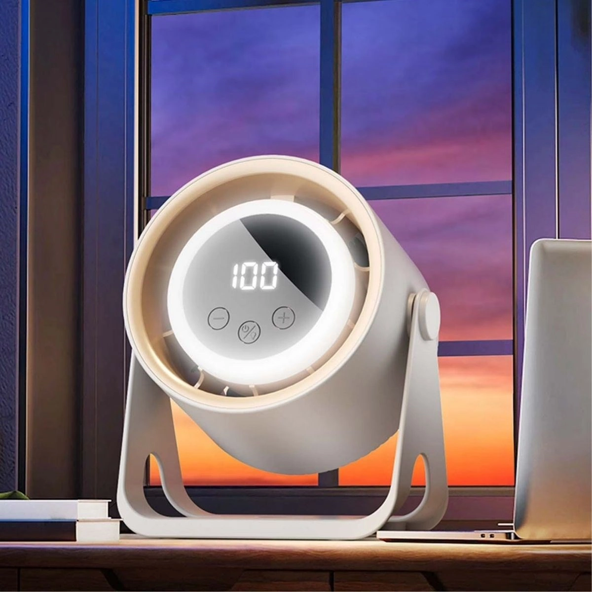 Dijital LED Ekranlı 6 Kademeli Şarjlı Masaüstü Fan