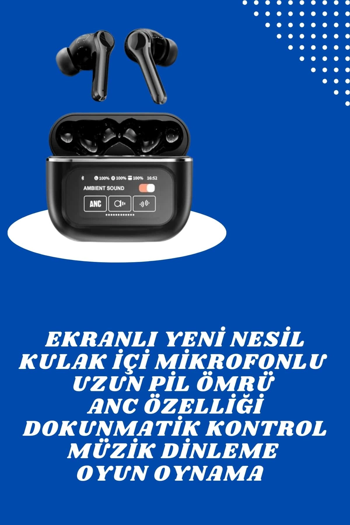 Bluetooth Kulaklık ve Akıllı Saat Seti, Kulak İçi Mikrofonlu, Siyah