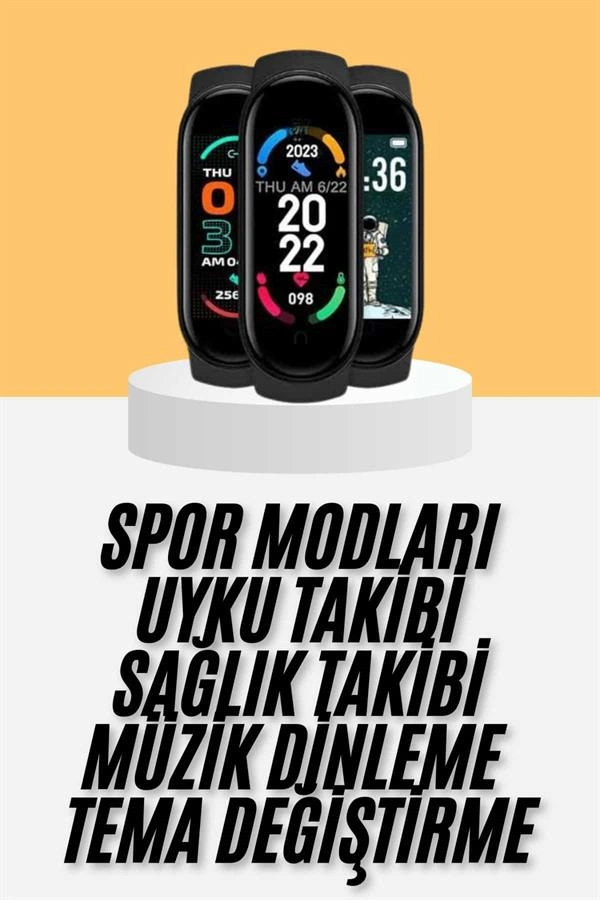 Siyah Akıllı Bileklik Adımsayar Android ve iOS Uyumlu