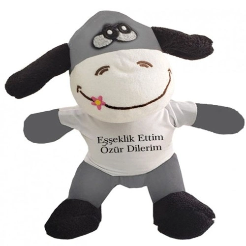 Eğlenceli Peluş Eşek 24 cm Tişörtlü Hediye