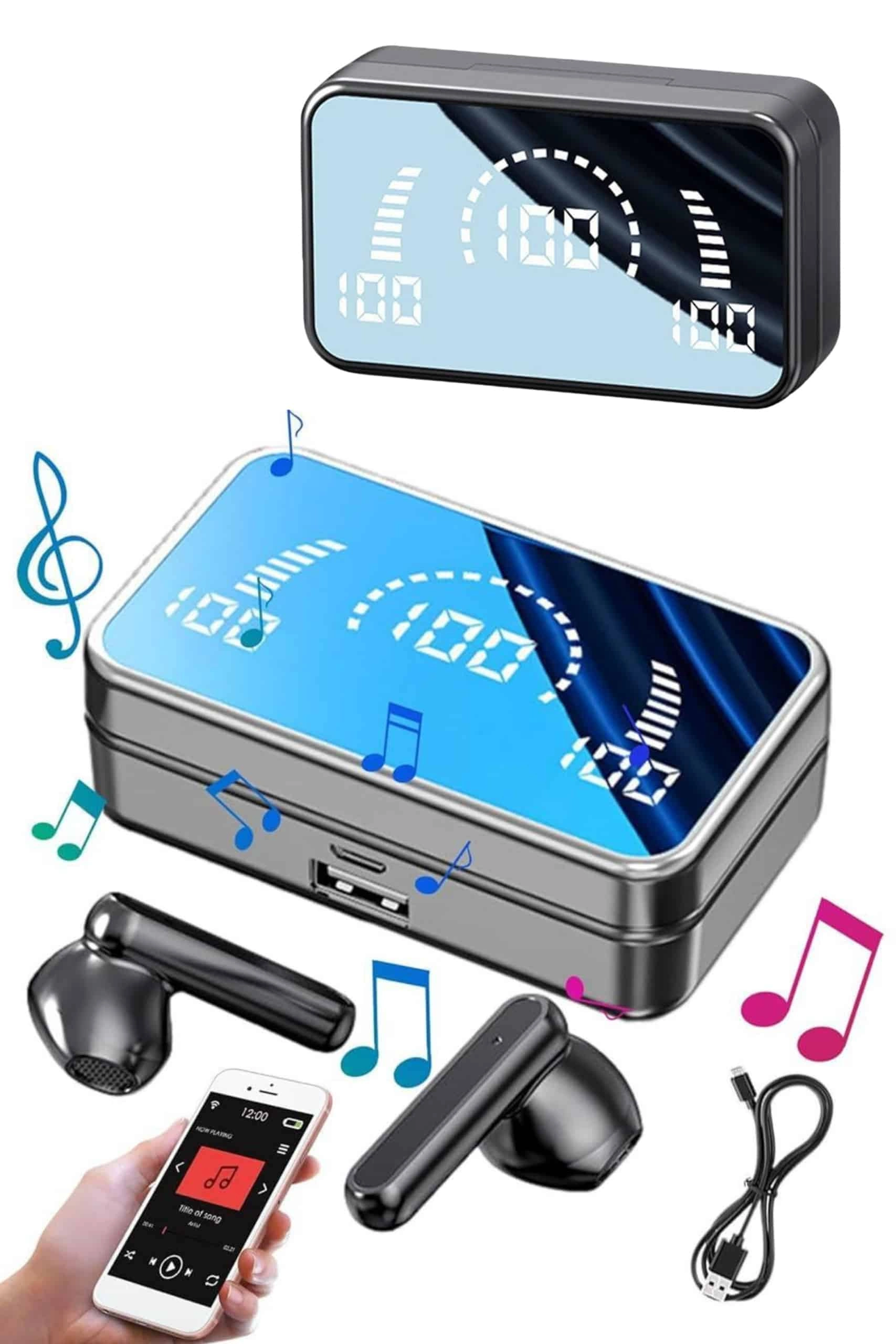 Kablosuz Kulaklık Powerbank Özellikli Bluetooth 5-6 Gün Kullanım