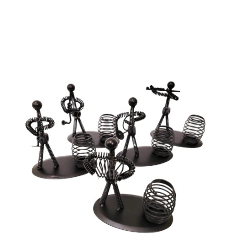Şık Metal Müzisyen Kalemlik 13 cm x 11 cm x 6 cm Ofis Dekoru