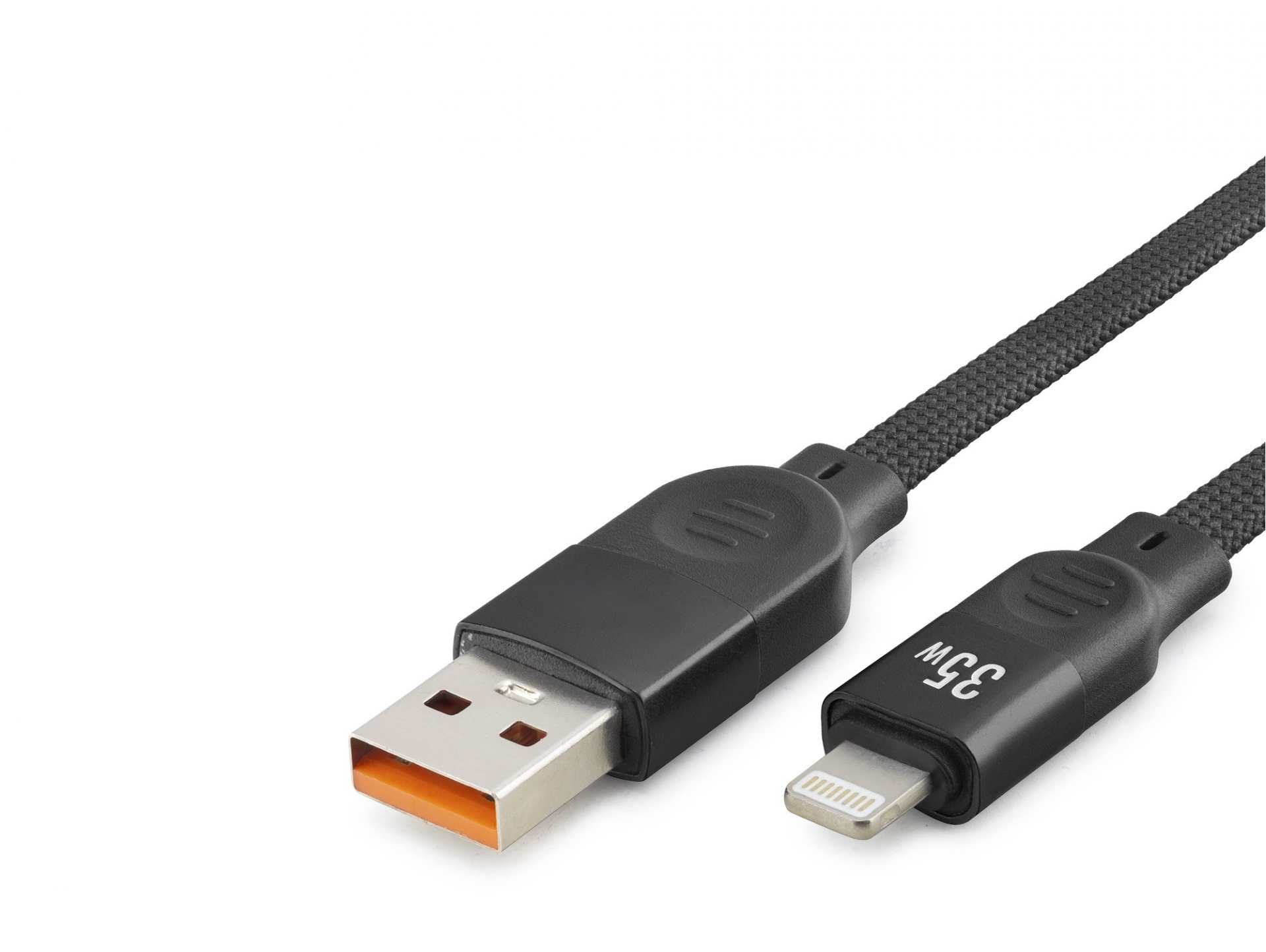 Örgülü Siyah Usb Lightning Şarj Kablosu 1 M 35W