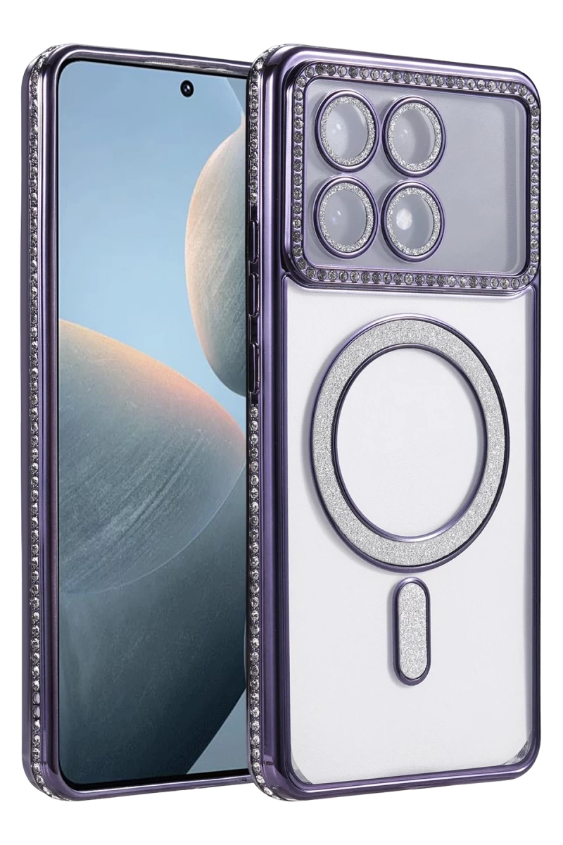Xiaomi Poco X6 Pro Uyumlu Joke Simli Magneticsafe Kılıf - Derin Mor