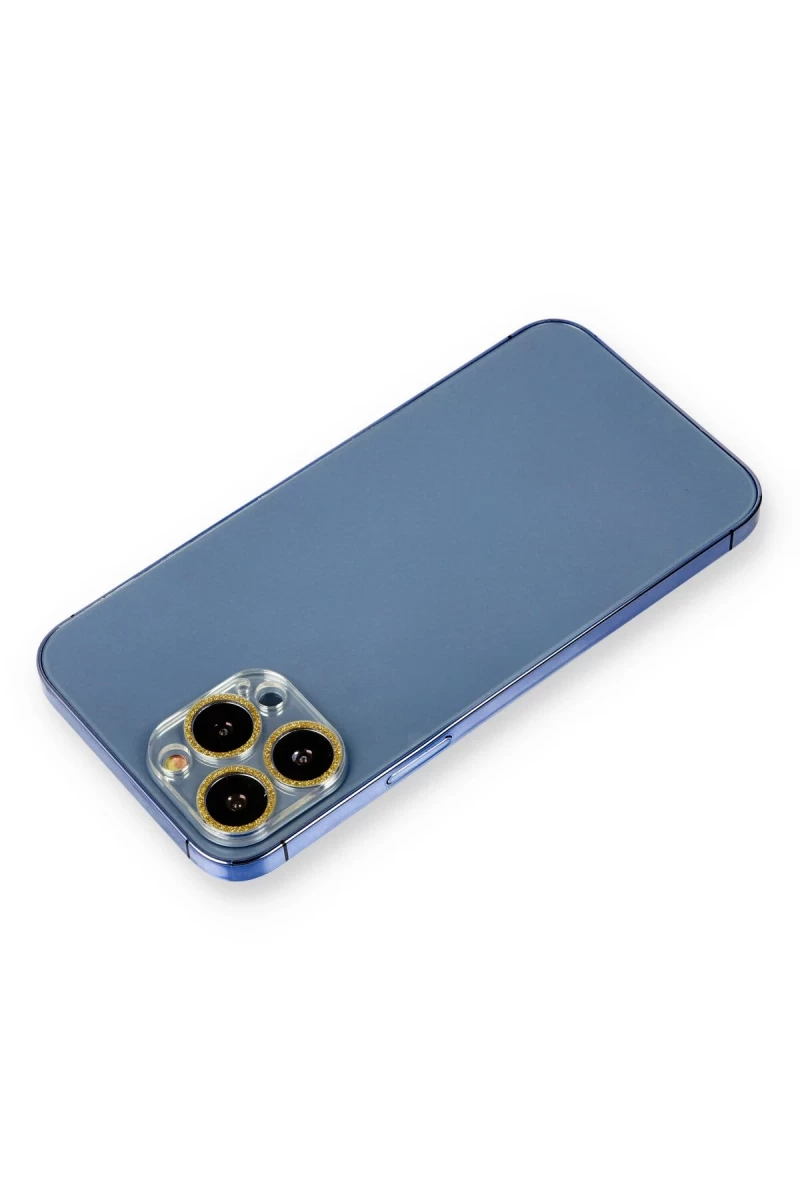 Apple iPhone 12 Pro Uyumlu Shine Kamera Lens Koruma Cam - Gold