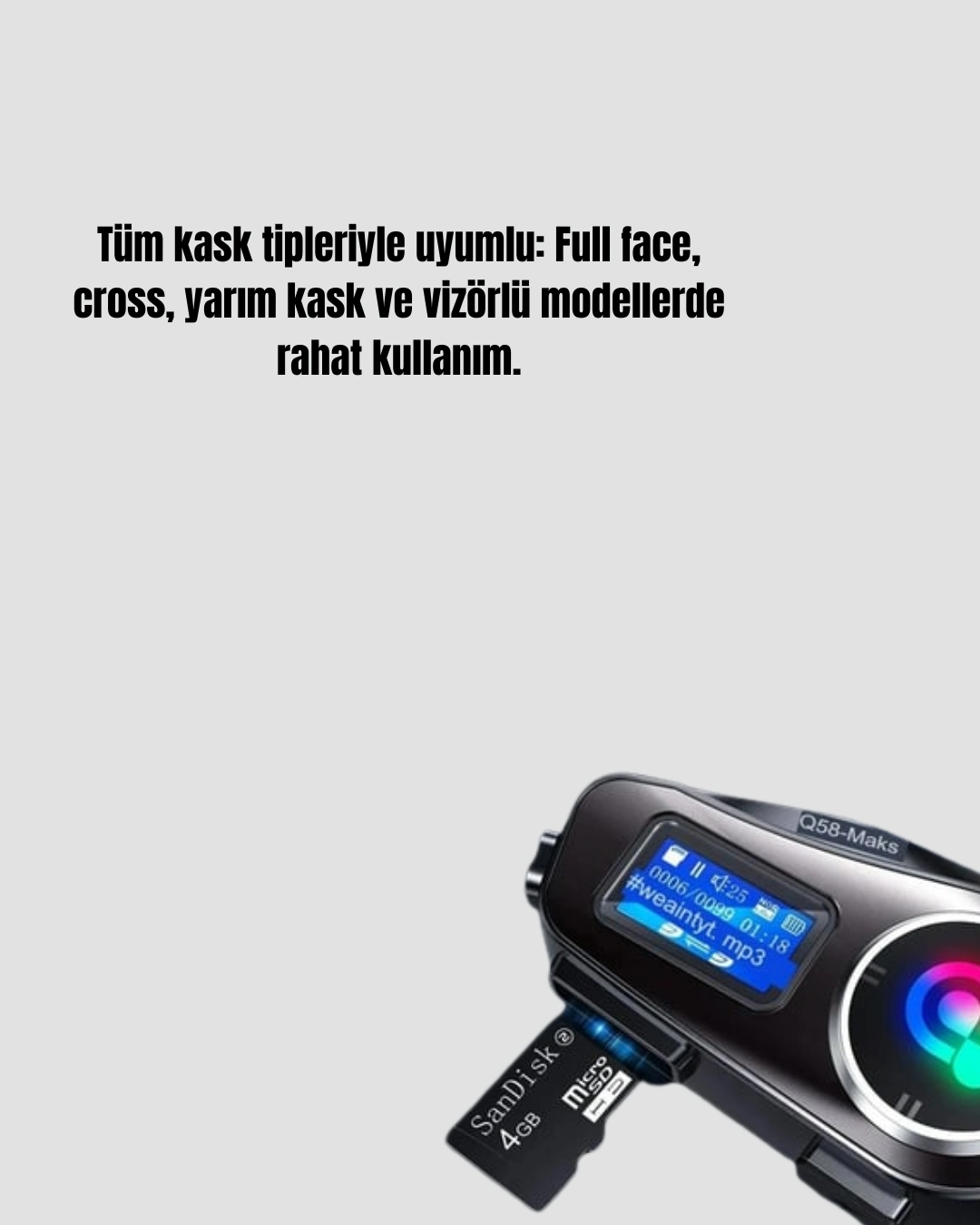 Bluetooth 5.3 Su Geçirmez Kask Kulaklığı 1000mAh Batarya