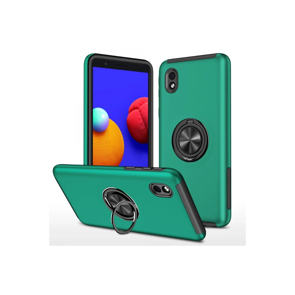 Samsung Galaxy A01 Core Kılıf Elit Yüzüklü Kapak - Yeşil