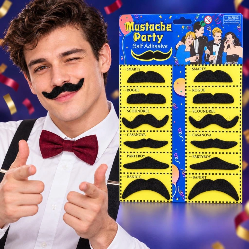 Eğlenceli Parti Bıyığı 12'li Set