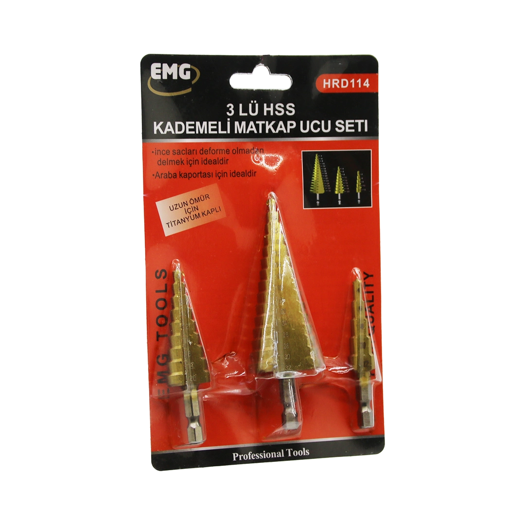 Kademeli Matkap Ucu Seti 3 Parça HSS Metal İşleri İçin