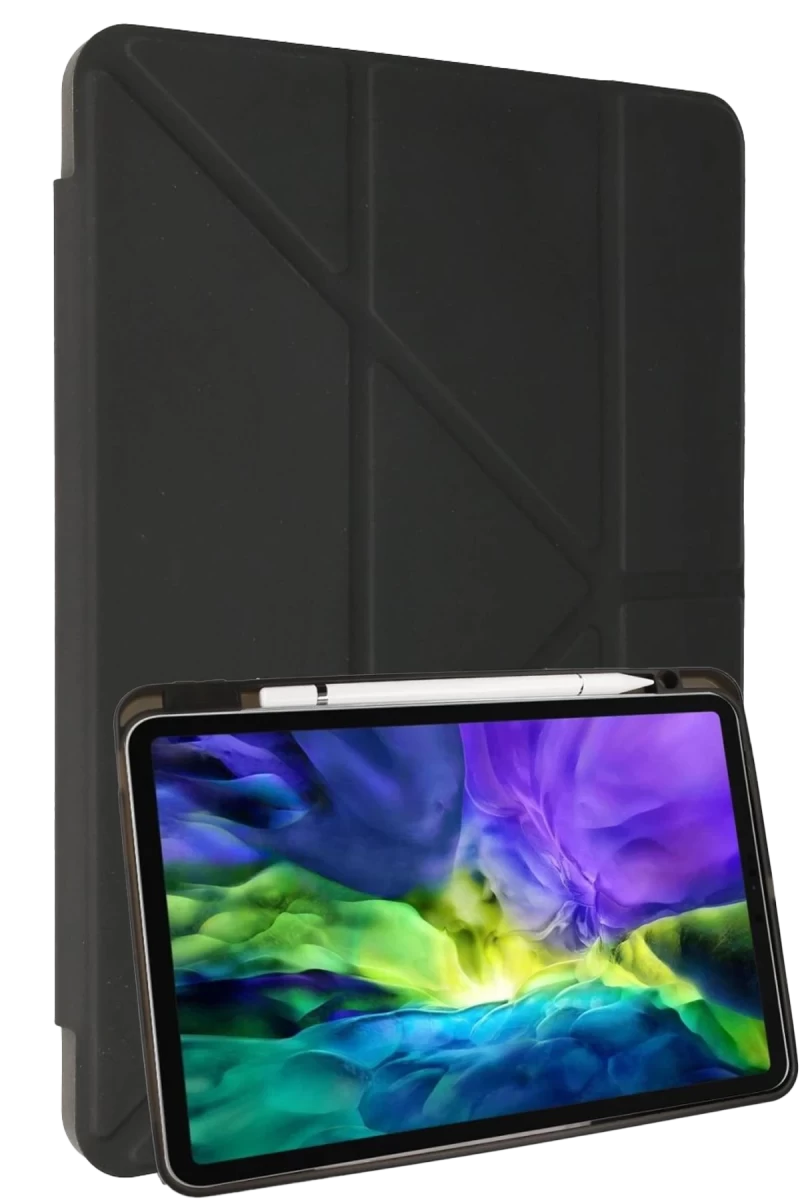 Samsung Galaxy P610 Tab S6 Lite 10.4 Kılıf Kalemlikli Mars Tablet Kılıfı - Koyu Gri