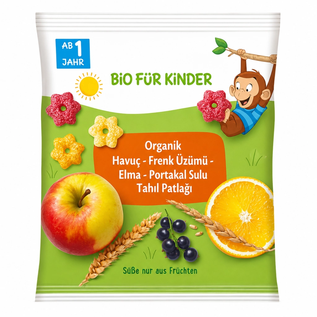 Doğal Tahıl Patlağı 30 Gr Portakal Elma Havuç Frenk Üzümü