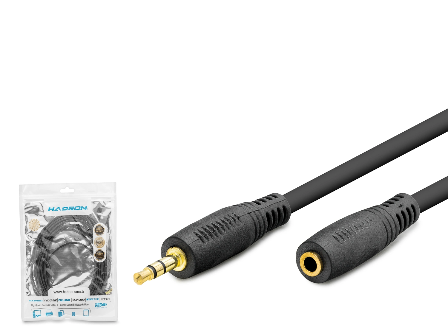 Uzun Süreli Kullanım İçin 3.5 Mm Aux Uzatma Kablosu 5 Metre Siyah