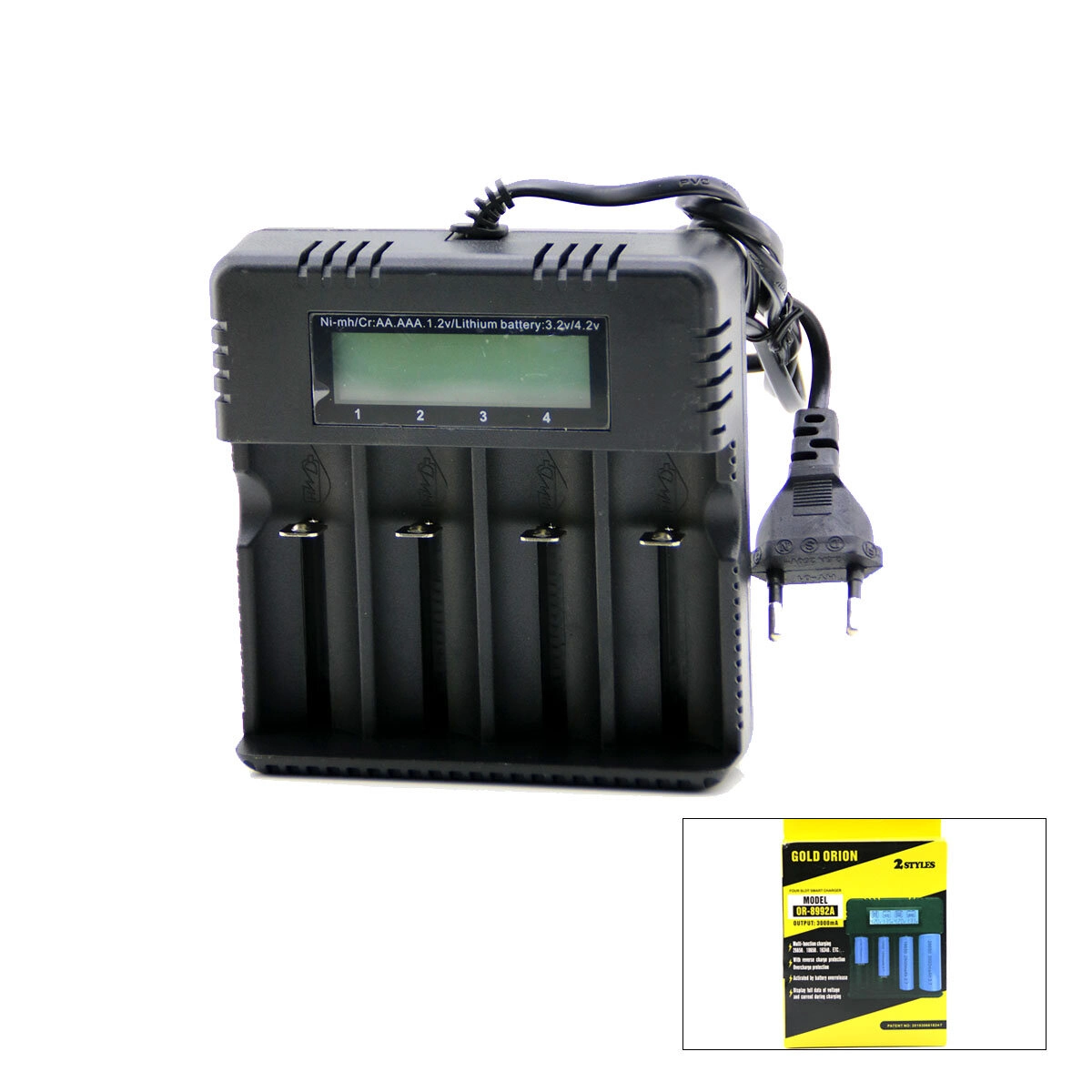 Dörtlü Pil Şarj Aleti 3000mA 4.2V AC 100-240V