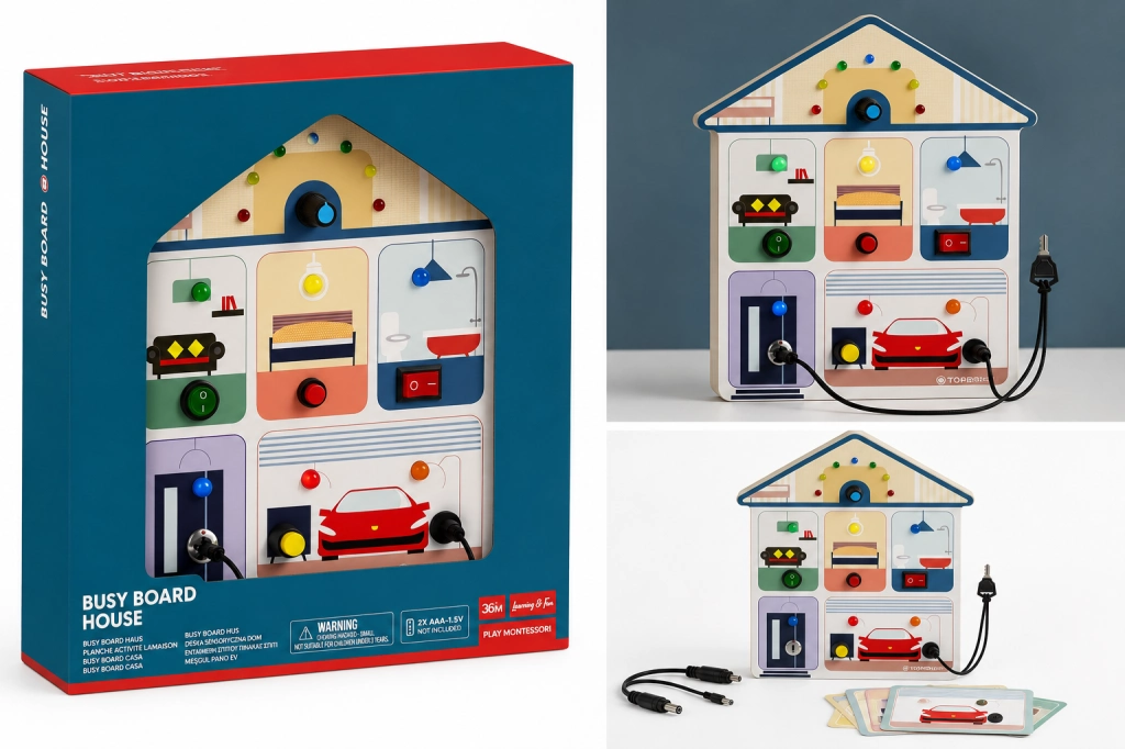 Eğlenceli Ahşap Oyuncak Alarm Evi 1 Adet