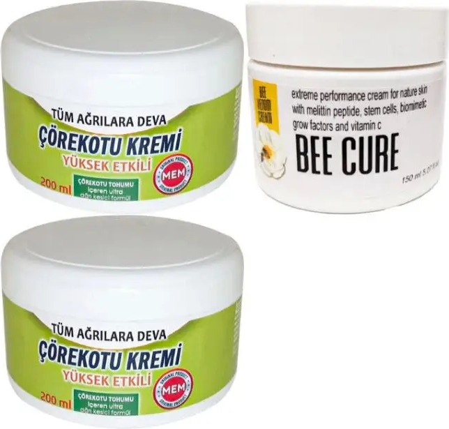 Süper Çörek Otu Kremi Büyük Xl Boy 2X200 Ml+ Bee Cure 150 ml Krem