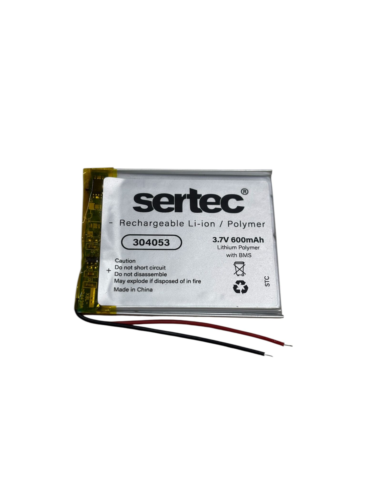 304053 3.7V 600 MAh Li-Polymer Pil (Devreli/1.5A)