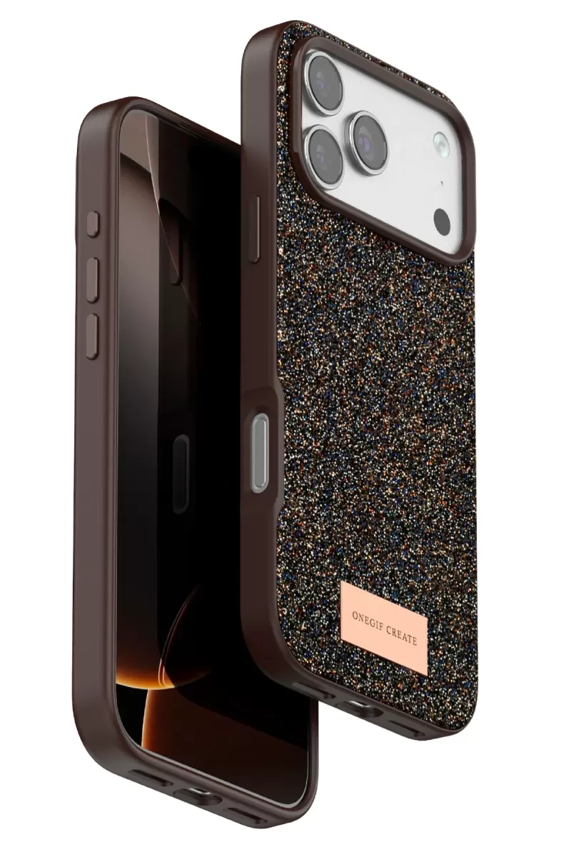 Onegif Apple iPhone 17 Pro Max Uyumlu Bright Simli Kapak - Gold