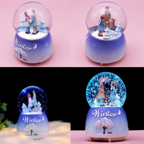 Romantik Işıklı Kar Küresi 15 cm Kış Temalı Dekor