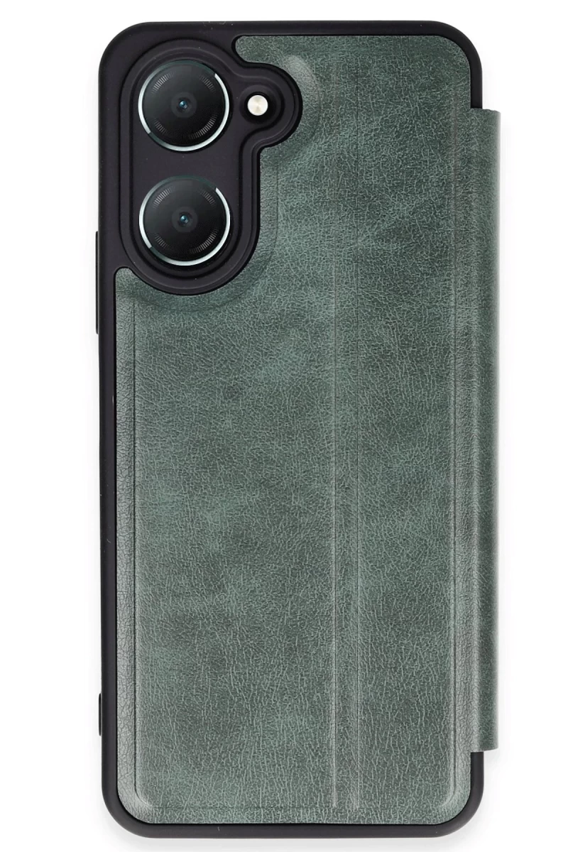 Vivo Y18 Uyumlu Kılıf Flip Cover - Koyu Yeşil