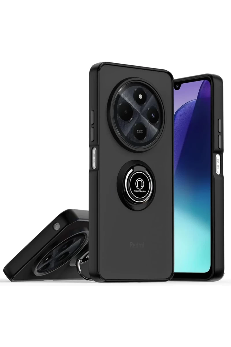 Realme C75 4G Uyumlu Kılıf Montreal Yüzüklü Silikon Kapak - Siyah