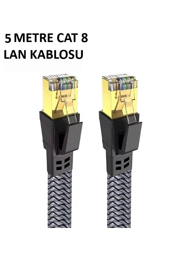 Cat 8 LAN Kablosu –Ethernet Kablosu Örgü Kaplama, Yüksek Hızlı (5 METRE)