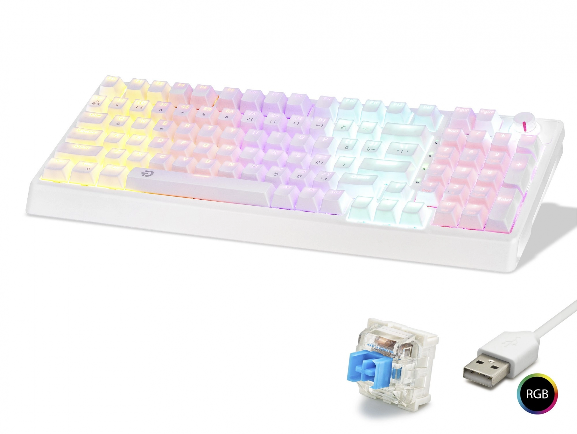 RGB Mekanik Klavye 104 Tuş Blue Switch Beyaz
