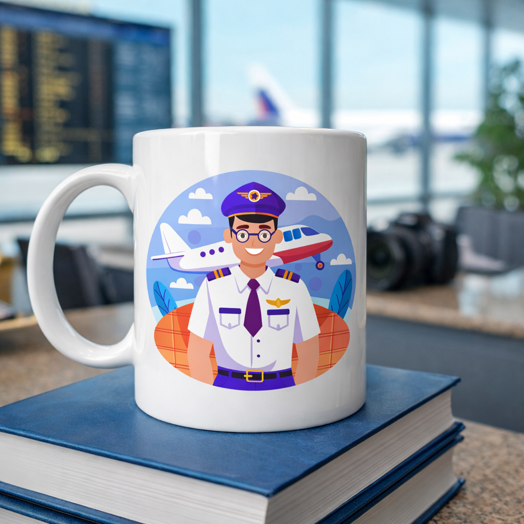 Pilot Tasarımlı Porselen Kupa MODEL 162 – Havacılık Temalı Kahve Kupası – Pilot Hediyesi – Uçak Desenli Beyaz Kupa – Ofis ve Günlük Kullanım Kupası
